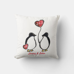 Hochzeit von Pinguin & Herz Kissen