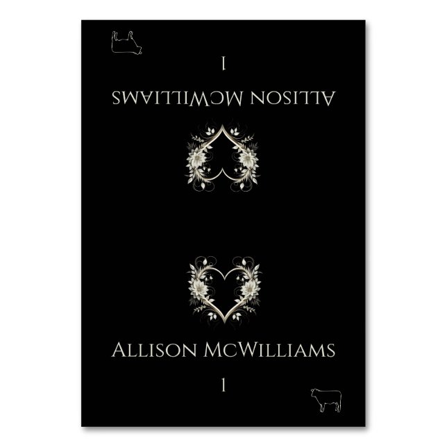 Hochzeit von Platzkarten-Fleisch-Symbol-Blume Tischnummer (Vorderseite)