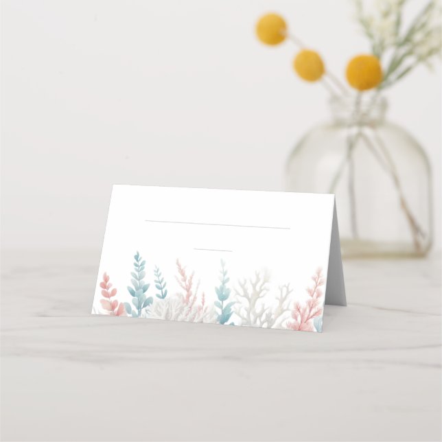 Hochzeit von Platzkarten-Pastel-Korallenriff Platzkarte (Vorderseite)