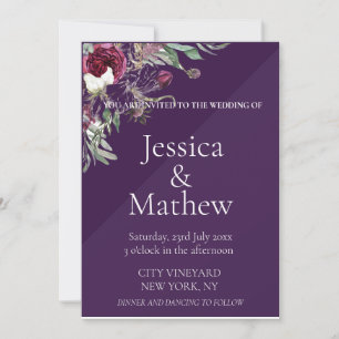 Hochzeit von Purple-Blumen Einladung