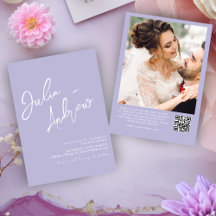 Hochzeit von QR-Foto-Minimalistisch-Skriptlavender