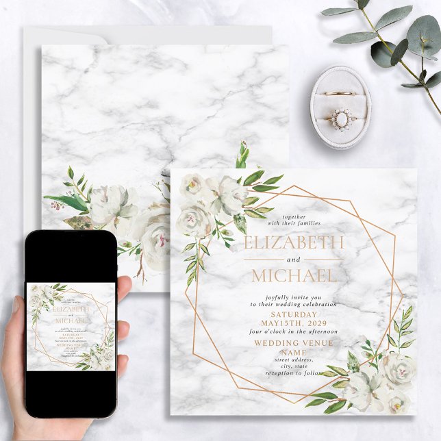 Hochzeit von quadratischem Kupfer mit geometrische Einladung (Von Creator hochgeladen)