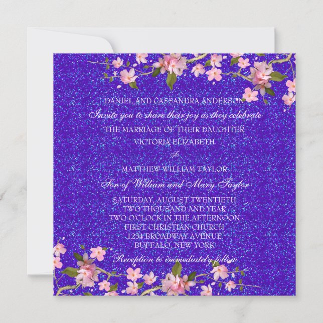 Hochzeit von rosa japanischen Kirschblüten Einladung (Vorderseite)
