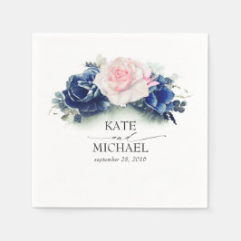 Hochzeit von rosa und blauem Blütenblatt Serviette