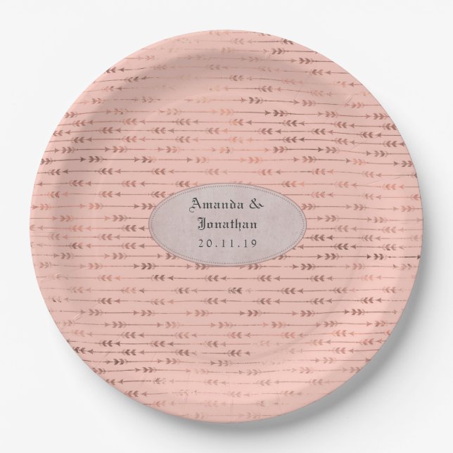 Hochzeit von Rose Gold und Blush Foil Pappteller (Vorderseite)