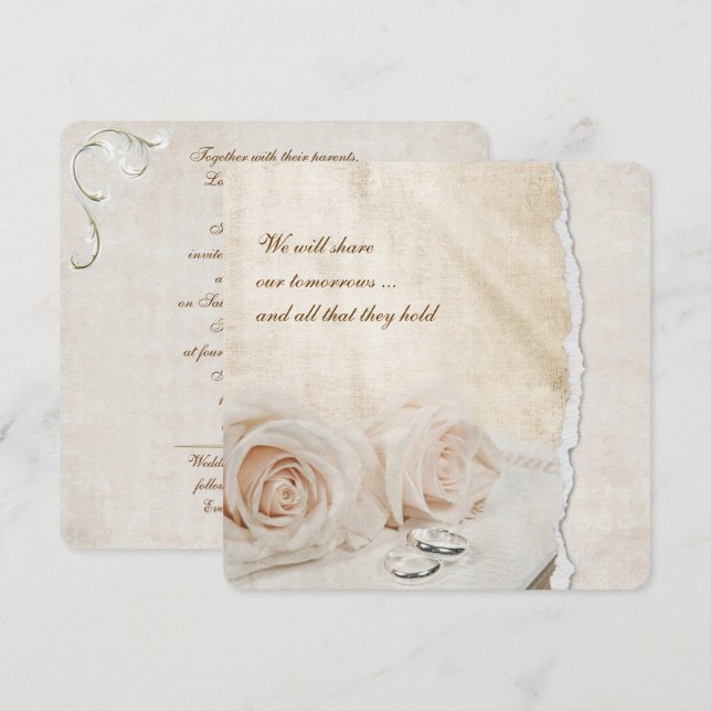 Hochzeit von Rose in der Bibel Einladung (Vorne/Hinten)