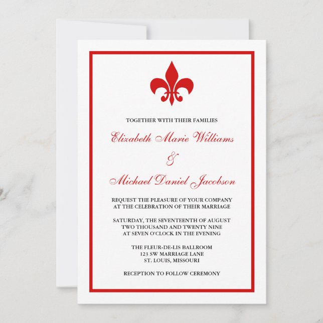 Hochzeit von Rot und Schwarzer Lilie Einladung (Vorderseite)