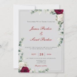 Hochzeit von Rot und Weiß-Rose Einladung