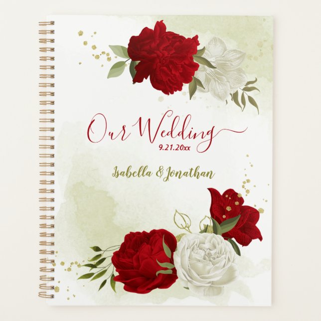 Hochzeit von Rot-Weiß-Blumen Planer (Vorderseite)