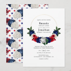 Hochzeit von Rot-Weiß und Blau-Amerikanische Unabh Einladung