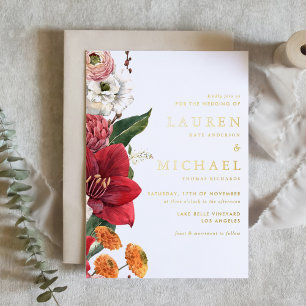 Hochzeit von Rotbarsch und Chrysanthemum Folieneinladung