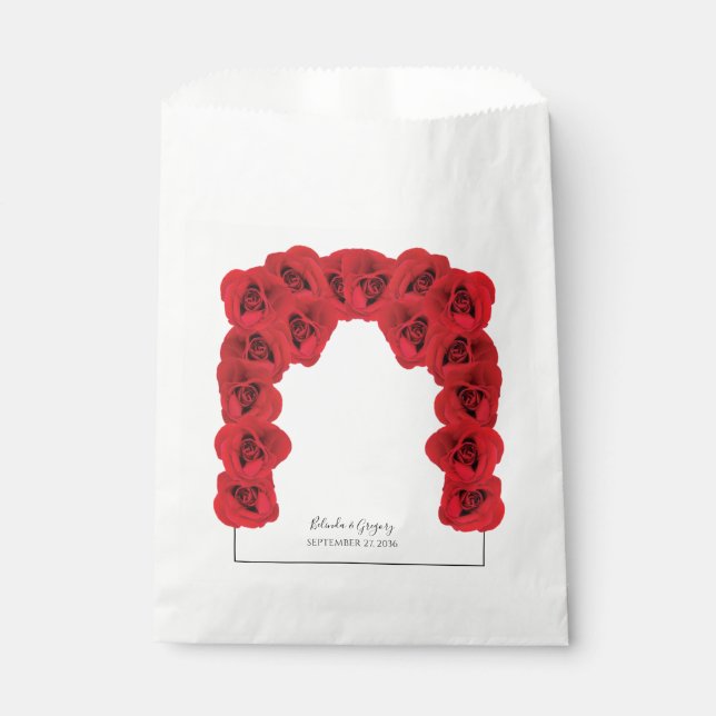 Hochzeit von rote Rosen Geschenktütchen (Vorderseite)