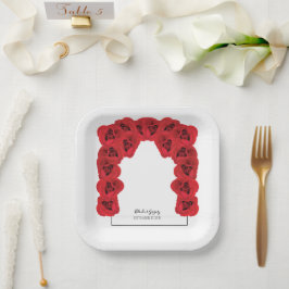Hochzeit von rote Rosen Pappteller