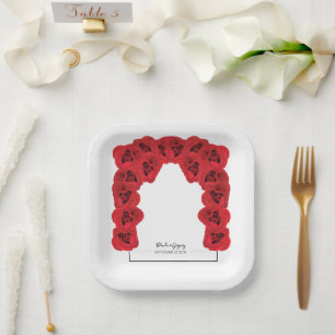 Hochzeit von rote Rosen Pappteller