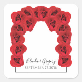 Hochzeit von rote Rosen Quadratischer Aufkleber