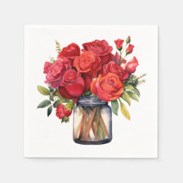 Hochzeit von rote Rosen Serviette