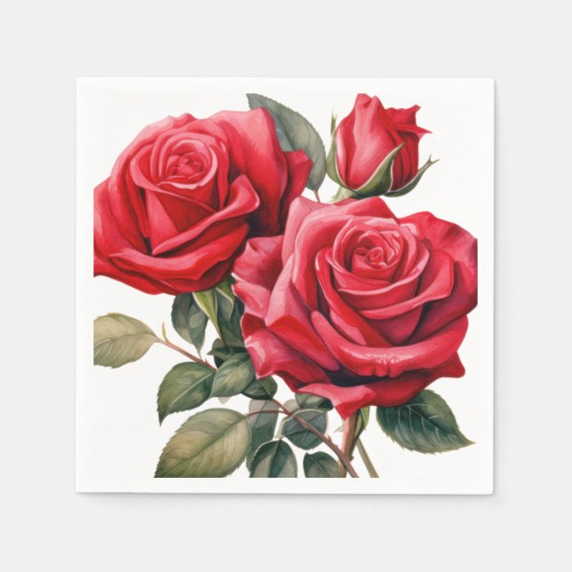 Hochzeit von rote Rosen Serviette (Vorderseite)