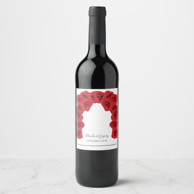 Hochzeit von rote Rosen Weinetikett (Vorderseite)