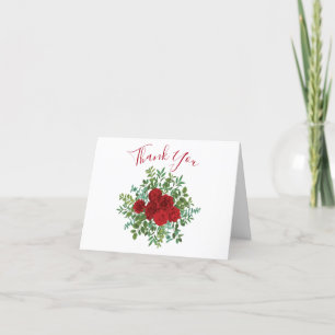 Hochzeit von Roten Peony & Rose Dankeskarte