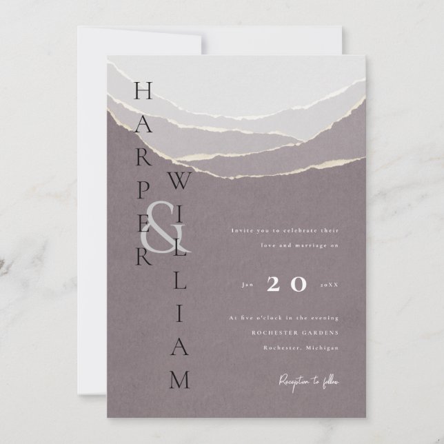 Hochzeit von roten zerrissenen Papieren Einladung (Vorderseite)