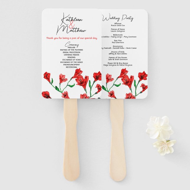 Hochzeit von Roter Flora Fächer (Vorne und Hinten)