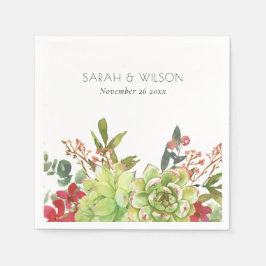 Hochzeit von Rotfloralfarben-Kakteen Serviette