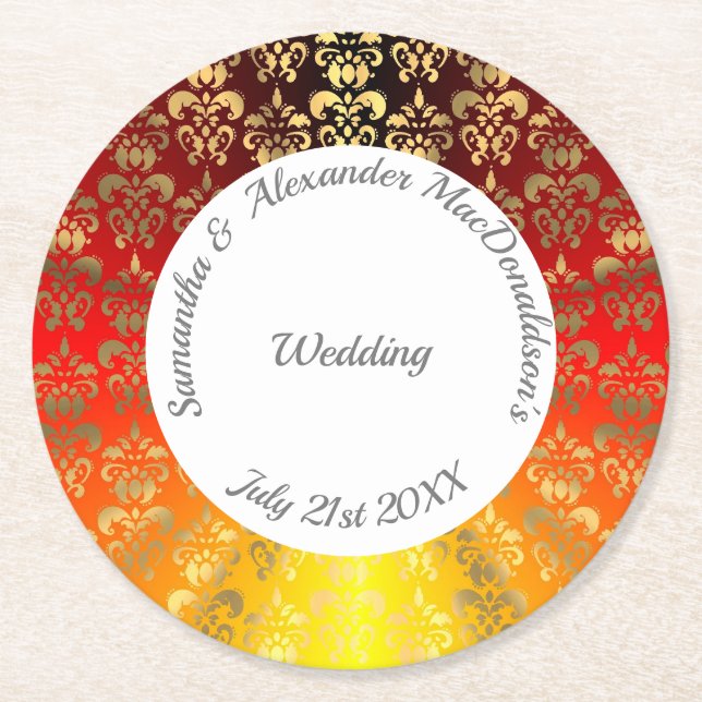 Hochzeit von Rotorange und Goldmakrele Runder Pappuntersetzer (Vorderseite)