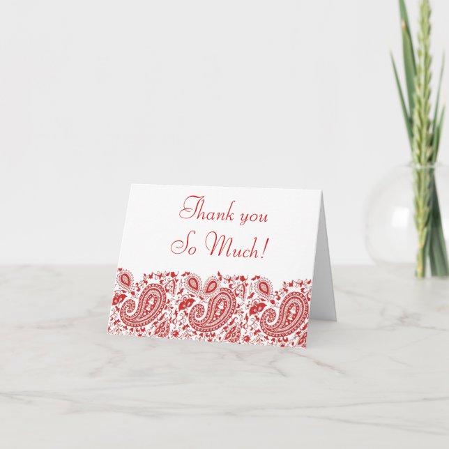 Hochzeit von Rotpaisley muslim Vielen Dank Dankeskarte (Vorderseite)