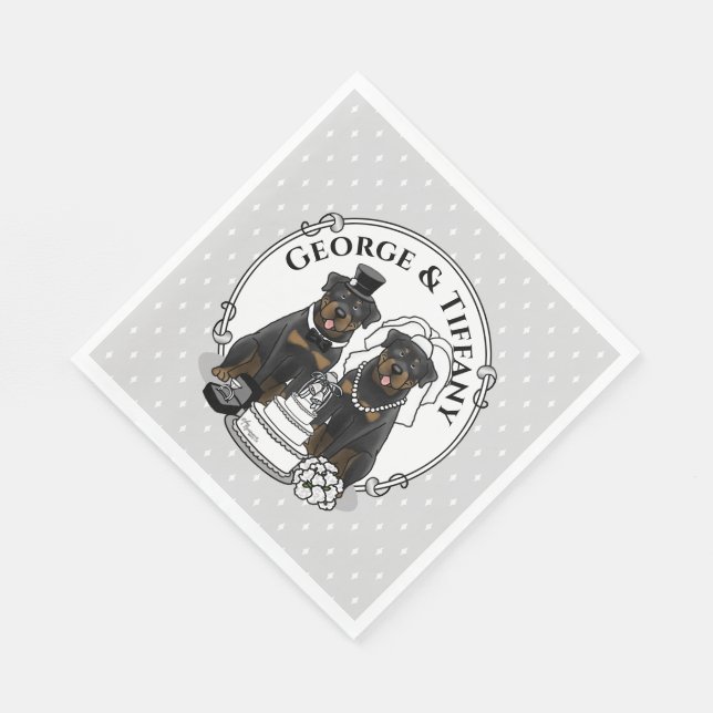 Hochzeit von Rottweilers Brauthunde und Hunde Nied Serviette (Ecke)