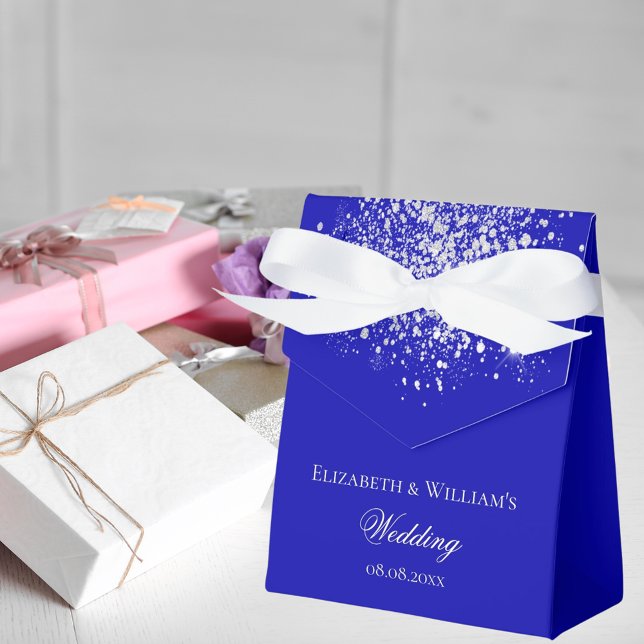 Hochzeit von Royal Blue Silver Glitzer Geschenkschachtel (Von Creator hochgeladen)
