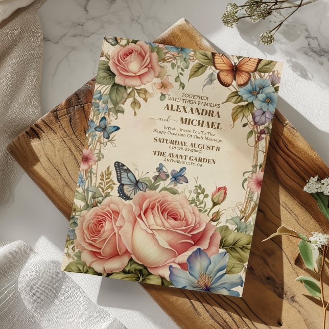 Hochzeit von Royal Viktorianisch Floral Ornaments Einladung (Von Creator hochgeladen)