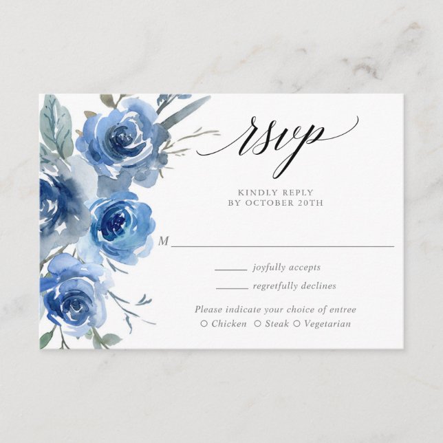 Hochzeit von RSVP mit blühenden Blumen Begleitkarte (Vorderseite)