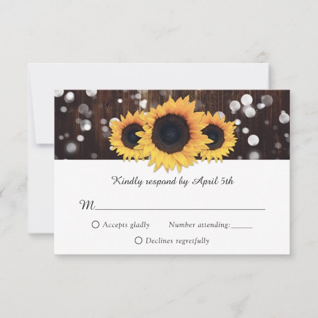 Hochzeit von rustikalen Holzblumen RSVP Karte (Vorderseite)