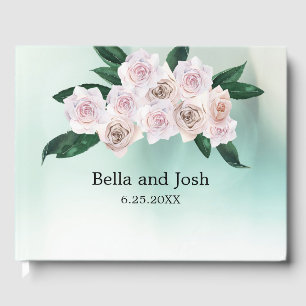 Hochzeit von sanft rosa Rosenblüten Gästebuch