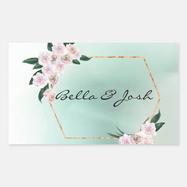 Hochzeit von sanft rosa Rosenblüten Rechteckiger Aufkleber (Vorderseite)