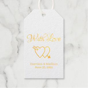 Hochzeit von Schwarz-weißen Skriptherzen Geschenkanhänger
