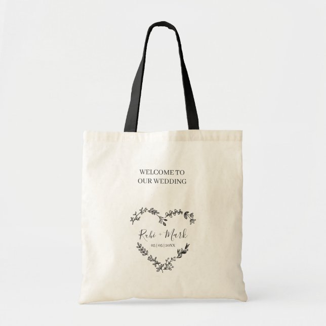 Hochzeit von schwarzen Wildblumen und Zweigen Tragetasche (Vorne)