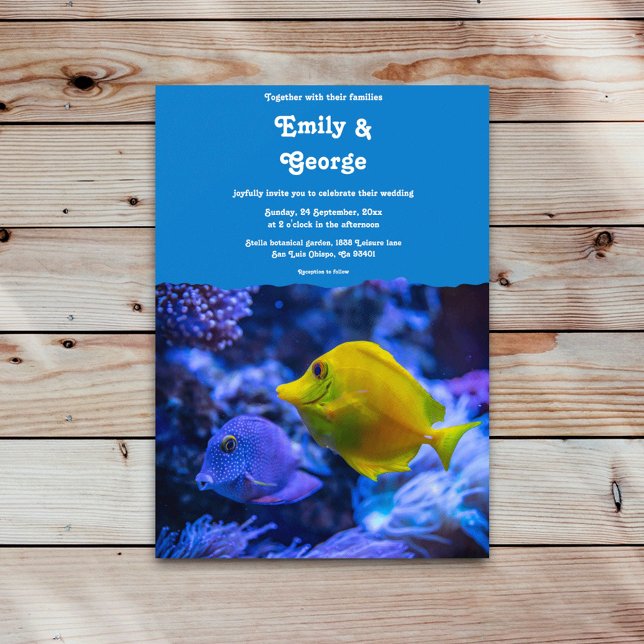 Hochzeit von Seefischen unter blauem Wasser Einladung (Von Creator hochgeladen)