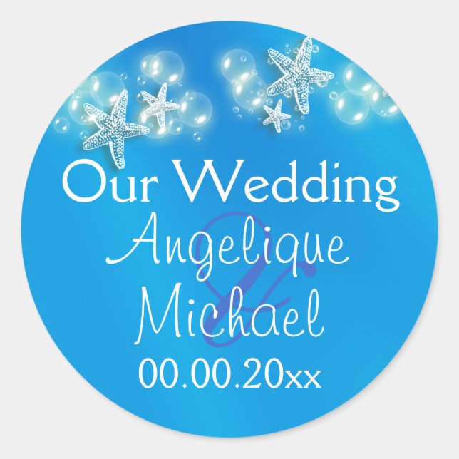Hochzeit von Seestern Runder Aufkleber (Vorderseite)