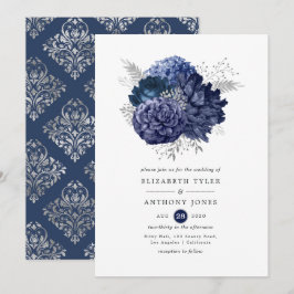 Hochzeit von Seestreitkräften und Silberblumen Einladung