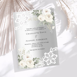 Hochzeit von Silberfloralen Einladung