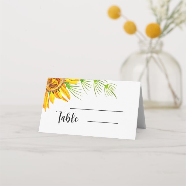 Hochzeit von Sonnenblumen Platzkarten (Vorderseite)