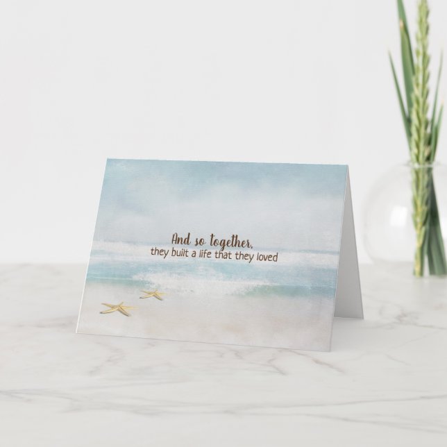 Hochzeit von Starfish am Ocean Beach Karte (Vorderseite)