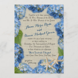 Hochzeit von Starfish und Blue Hydrangea Einladung