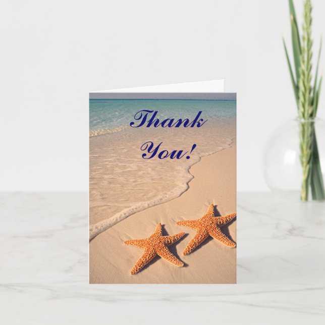 Hochzeit von Starfish und Strand Vielen Dank für I Dankeskarte (Vorderseite)