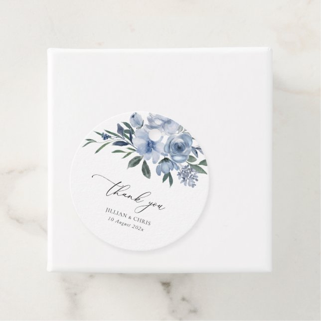 Hochzeit von staubblauen Blumen Geschenkanhänger (Beispiel)