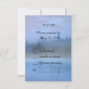 Hochzeit von staubblauer Waldlandschaft RSVP Karte