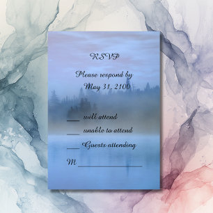 Hochzeit von staubblauer Waldlandschaft RSVP Karte