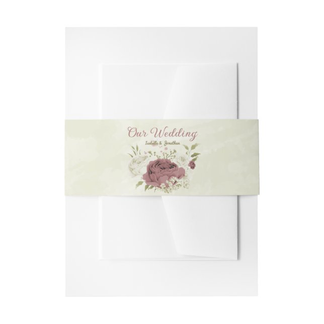 Hochzeit von staubigen Rose-Blume Einladungsbanderole (Vorderseite Beispiel)