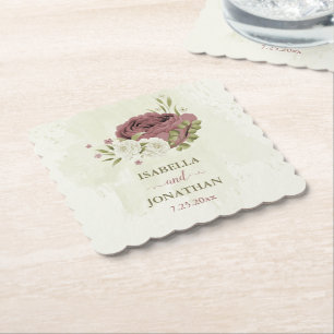 Hochzeit von staubigen Rose-Blume Untersetzer